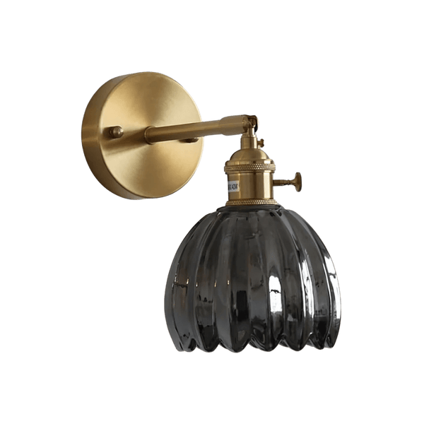 Brass Tulip Glass Wall Sconce Light Fixture - Single Bulb4