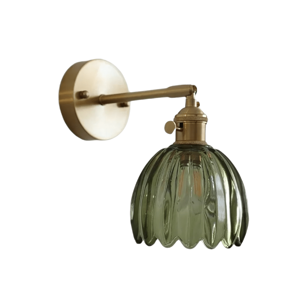 Brass Tulip Glass Wall Sconce Light Fixture - Single Bulb