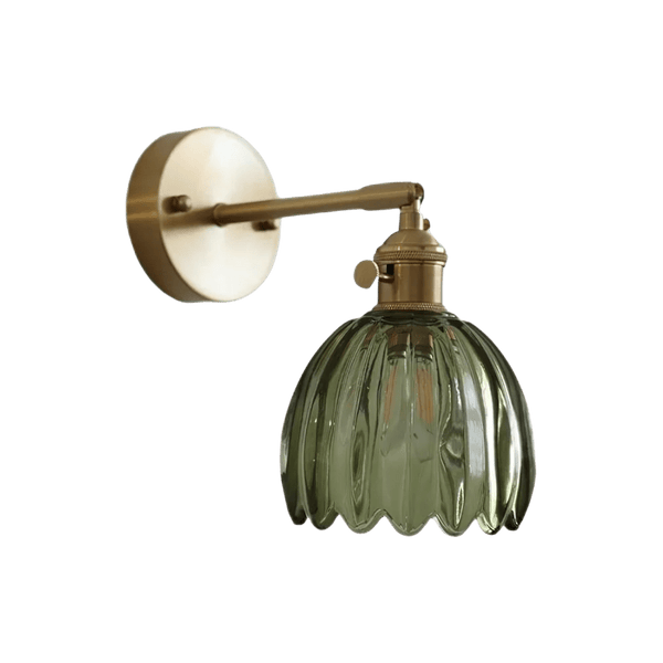 Brass Tulip Glass Wall Sconce Light Fixture - Single Bulb5