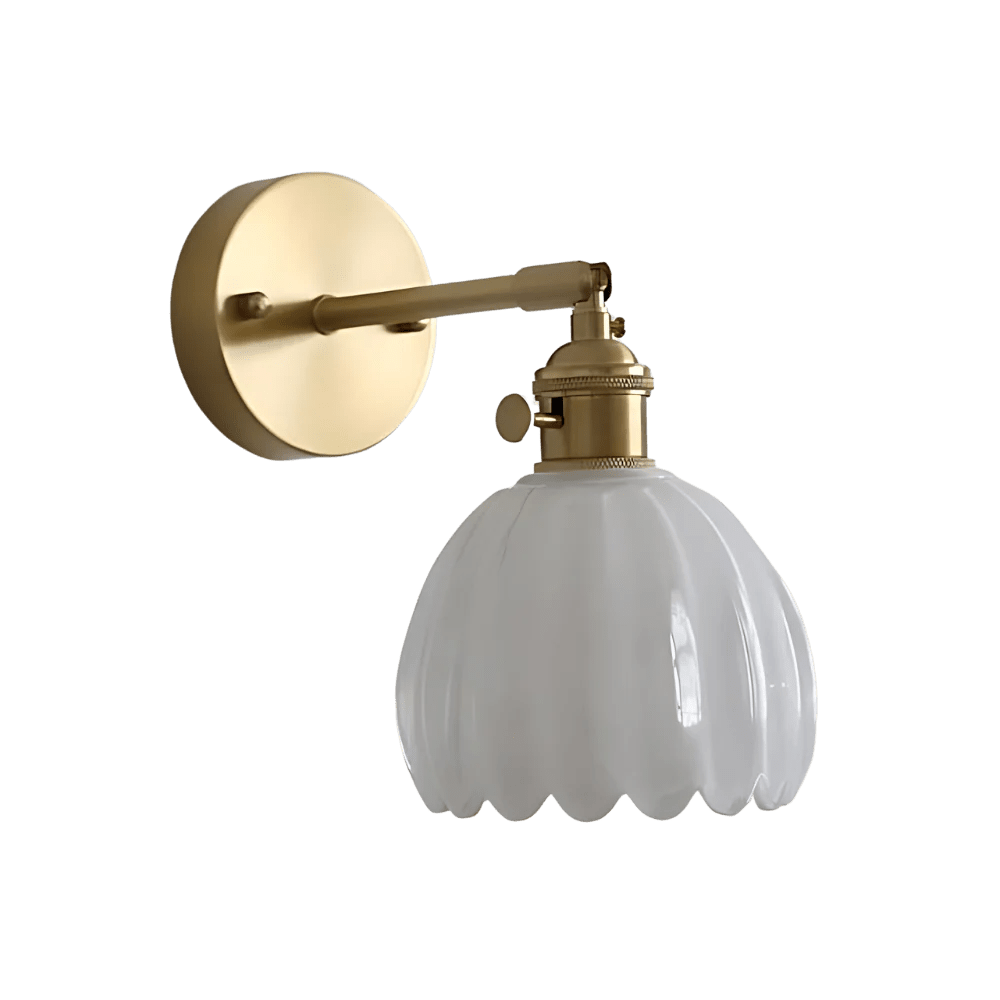 Brass Tulip Glass Wall Sconce Light Fixture - Single Bulb
