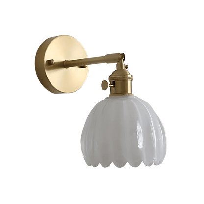 Brass Tulip Glass Wall Sconce Light Fixture - Single Bulb7