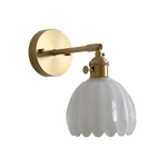 Brass Tulip Glass Wall Sconce Light Fixture - Single Bulb