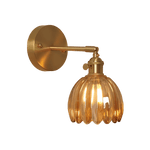 Brass Tulip Glass Wall Sconce Light Fixture - Single Bulb