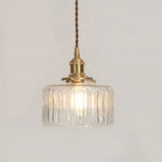 Brass and Glass Pendant Light Fixture - Vintage Style, 12 inches