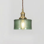 Brass and Glass Pendant Light Fixture - Vintage Style, 12 inches