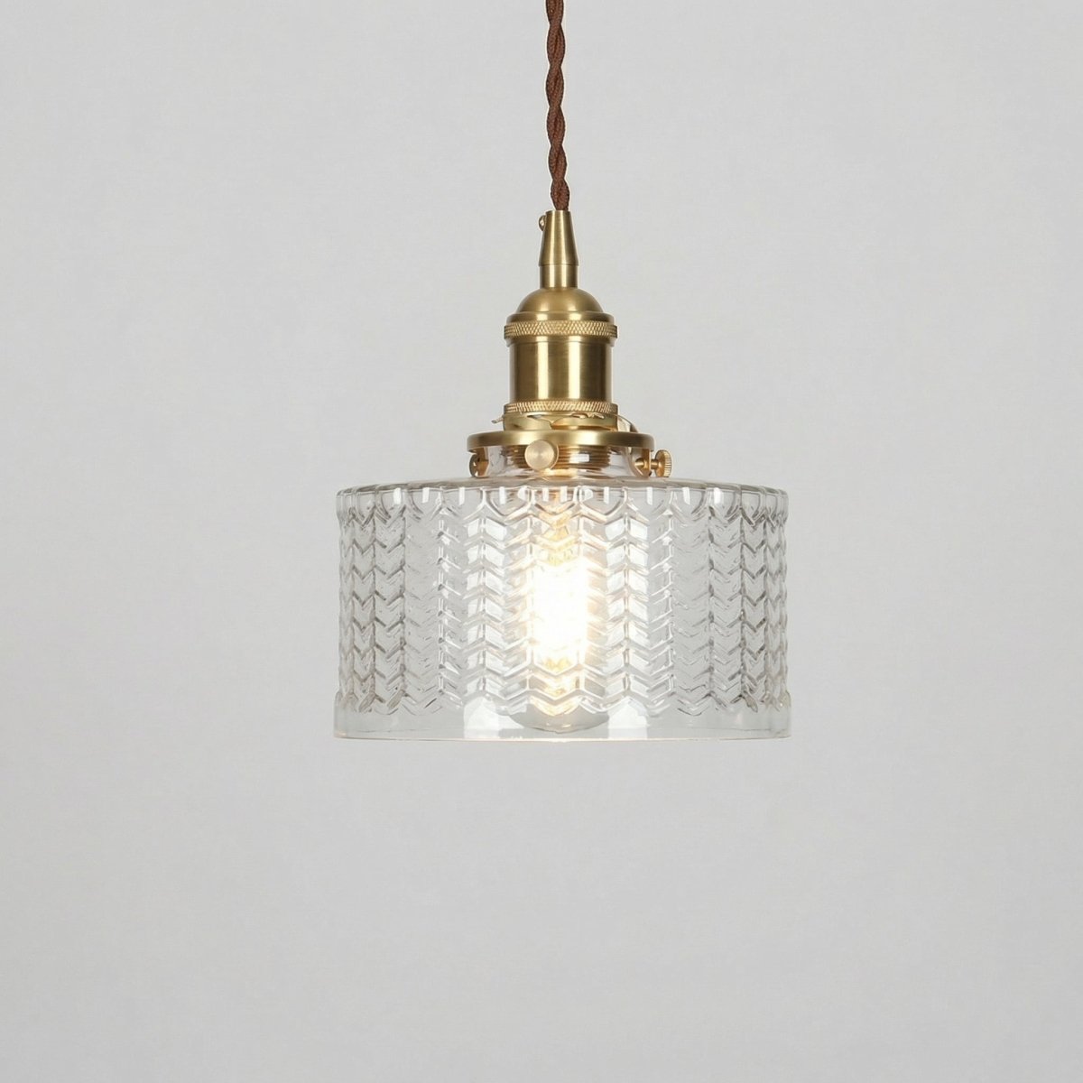 Brass and Glass Pendant Light Fixture - Vintage Style, 12 inches