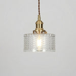 Brass and Glass Pendant Light Fixture - Vintage Style, 12 inches
