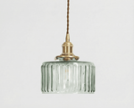 Brass and Glass Pendant Light Fixture - Vintage Style, 12 inches