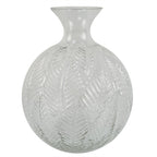 Clear Fern Print Glass Bottle Vase – 26cm, Thick Glass