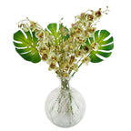 Clear Fern Print Glass Bottle Vase – 26cm, Thick Glass