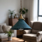 Conical Metal Shade Vintage Pendant Light Fixture, 12-inch Diameter