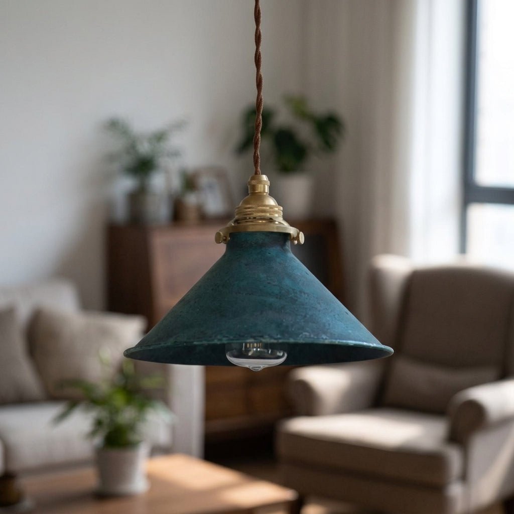 Conical Metal Shade Vintage Pendant Light Fixture, 12-inch Diameter