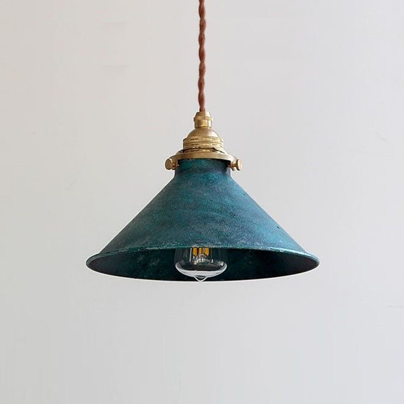 Conical Metal Shade Vintage Pendant Light Fixture, 12-inch Diameter