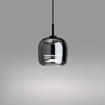 Contemporary Black Glass Pendant Light Fixture, 12-inch Diameter