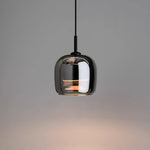Contemporary Black Glass Pendant Light Fixture, 12-inch Diameter