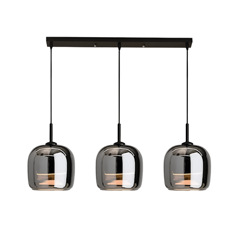 Contemporary Black Glass Pendant Light Fixture, 12-inch Diameter