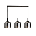 Contemporary Black Glass Pendant Light Fixture, 12-inch Diameter