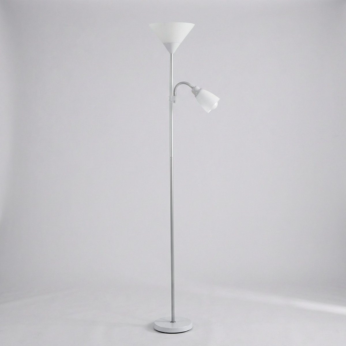 Contemporary Metal Double-Head Floor Lamp with Adjustable Height