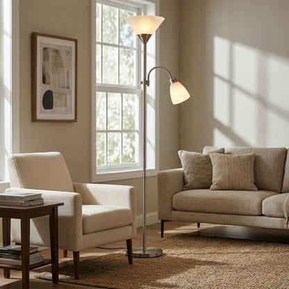 Contemporary Metal Double-Head Floor Lamp with Adjustable Height3
