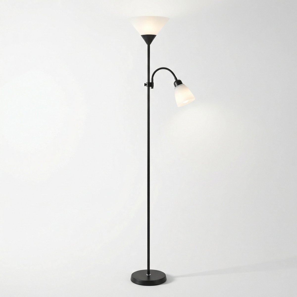 Contemporary Metal Double-Head Floor Lamp with Adjustable Height