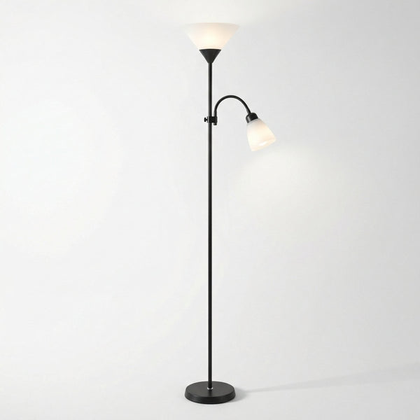 Contemporary Metal Double-Head Floor Lamp with Adjustable Height1