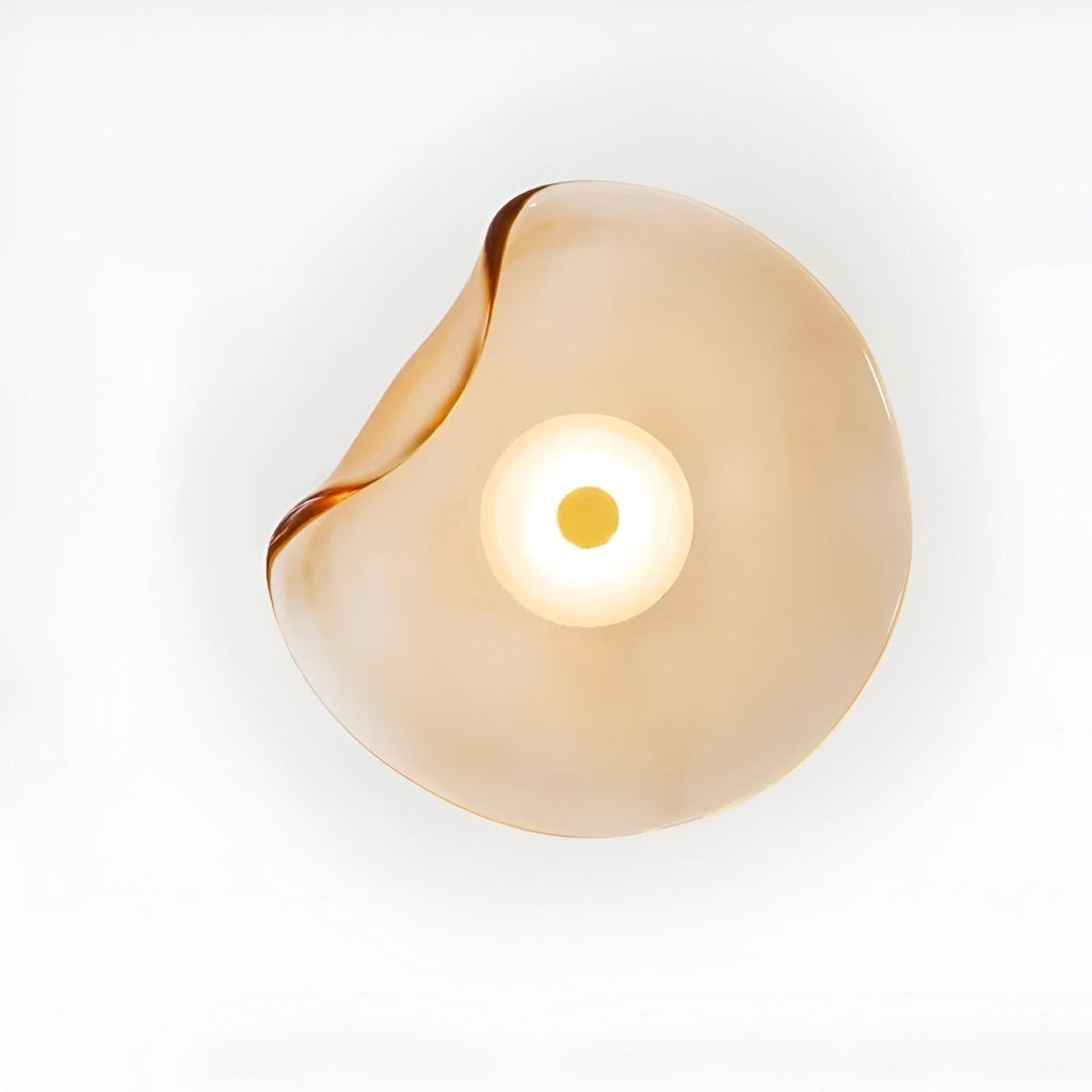 Curved Glass LED Wall Sconce - Japandi Style, 1-Light Fixture