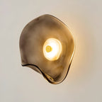 Curved Glass LED Wall Sconce - Japandi Style, 1-Light Fixture