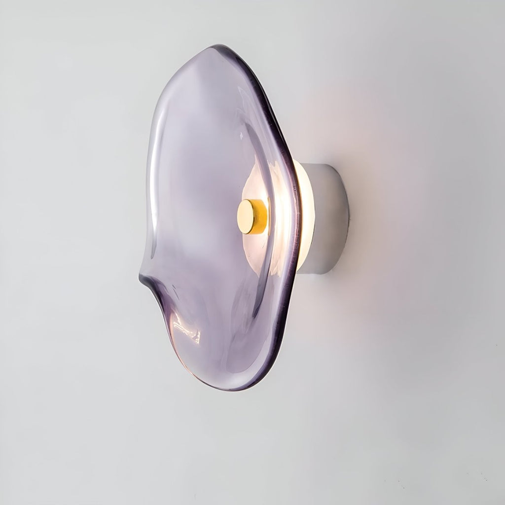 Curved Glass LED Wall Sconce - Japandi Style, 1-Light Fixture