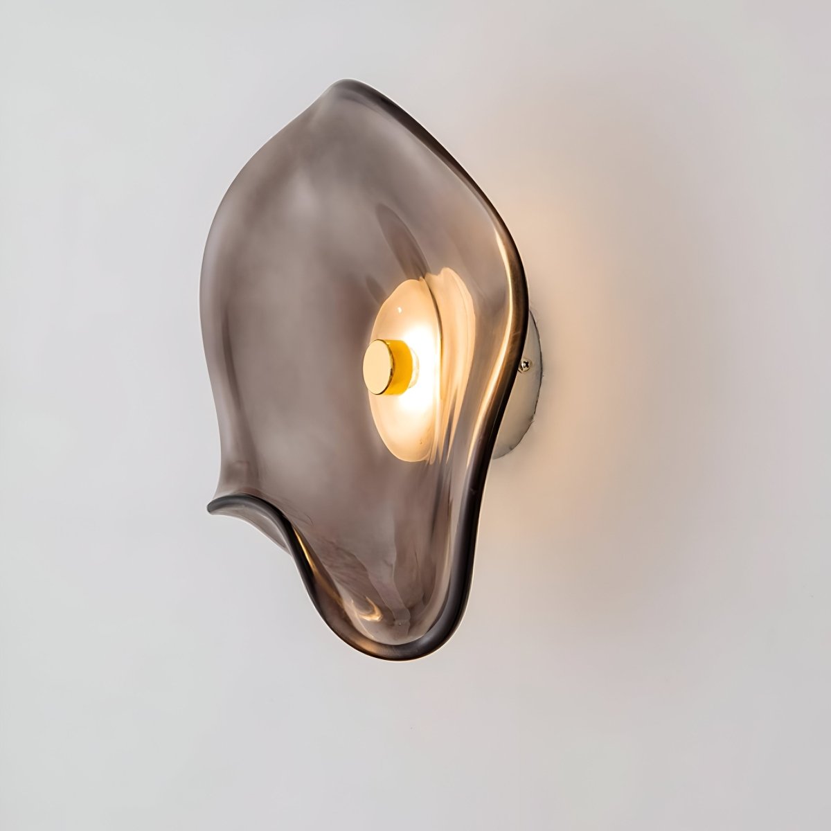 Curved Glass LED Wall Sconce - Japandi Style, 1-Light Fixture