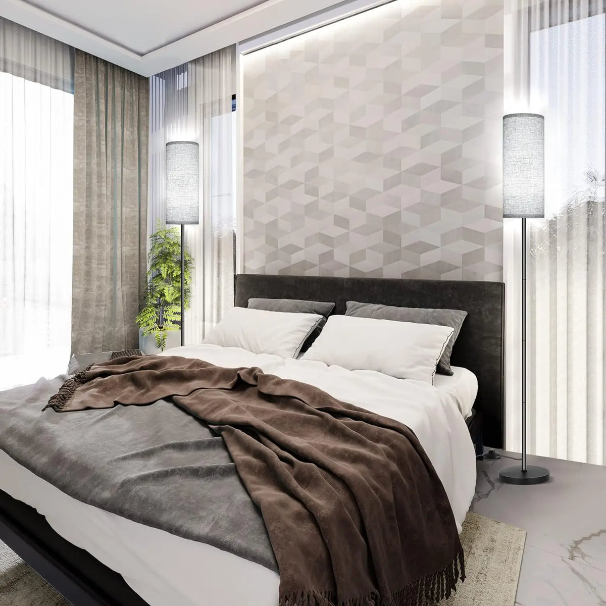 Cylindrical E27 Floor Lamp with Two-Way Light