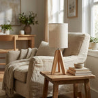 Cylindrical Fabric Table Lamp in Nordic Style, 12-Inch Height