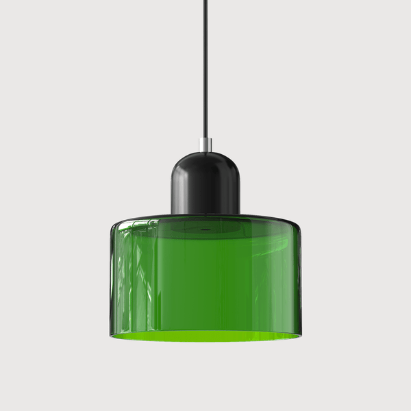 Cylindrical Glass Shade Pendant Light Fixture, 12-inch Height10