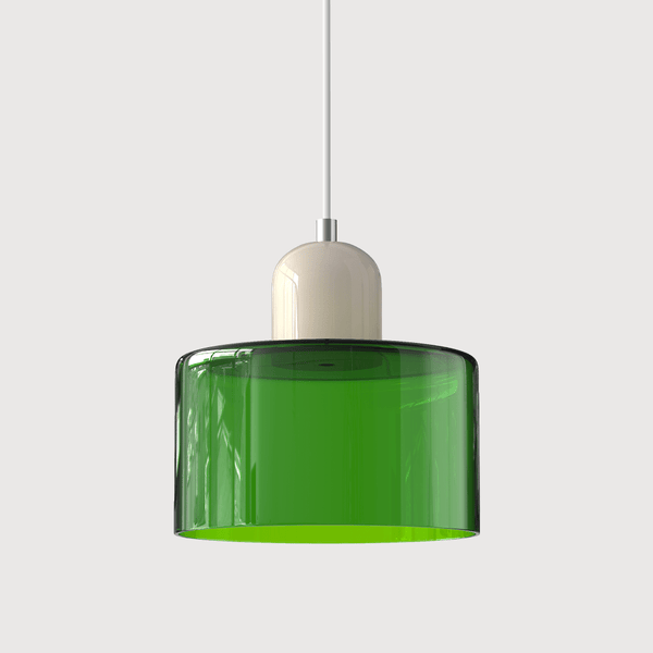 Cylindrical Glass Shade Pendant Light Fixture, 12-inch Height11