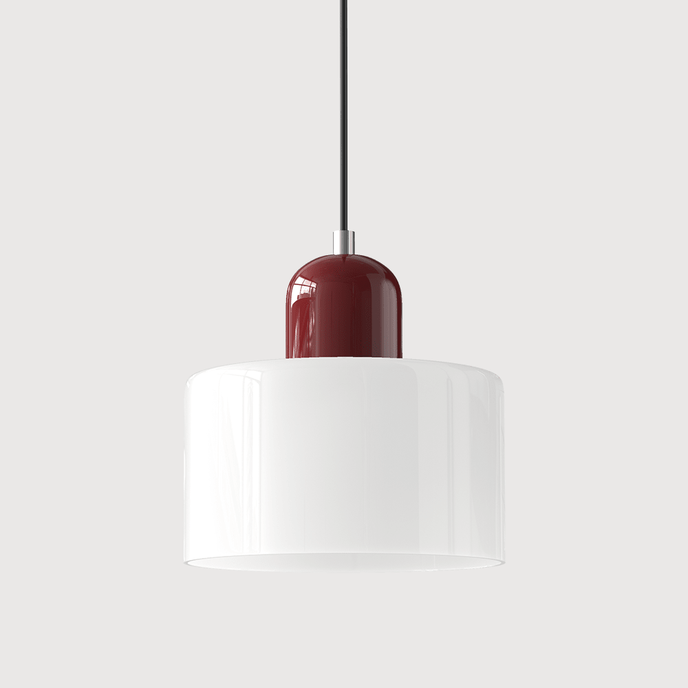 Cylindrical Glass Shade Pendant Light Fixture, 12-inch Height