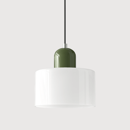 Cylindrical Glass Shade Pendant Light Fixture, 12-inch Height24