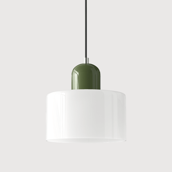 Cylindrical Glass Shade Pendant Light Fixture, 12-inch Height24