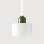 Cylindrical Glass Shade Pendant Light Fixture, 12-inch Height