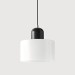 Cylindrical Glass Shade Pendant Light Fixture, 12-inch Height
