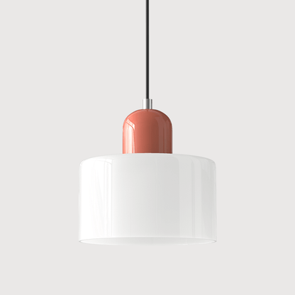 Cylindrical Glass Shade Pendant Light Fixture, 12-inch Height26