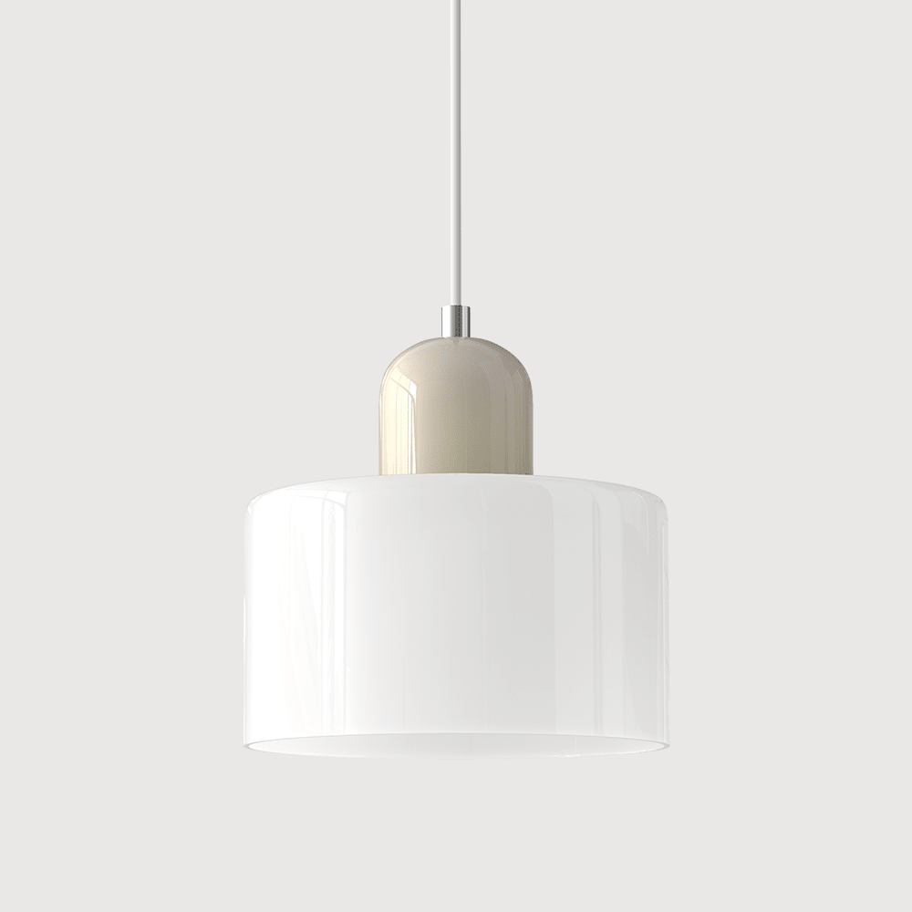 Cylindrical Glass Shade Pendant Light Fixture, 12-inch Height