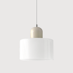 Cylindrical Glass Shade Pendant Light Fixture, 12-inch Height