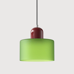 Cylindrical Glass Shade Pendant Light Fixture, 12-inch Height