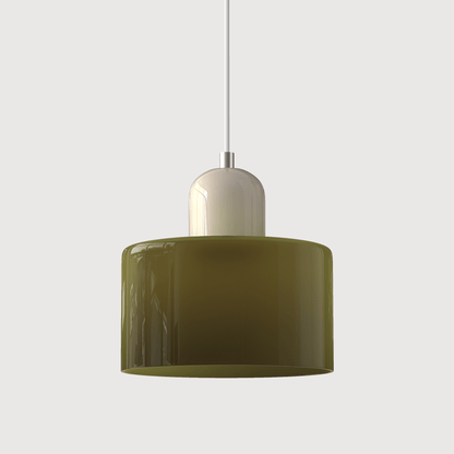 Cylindrical Glass Shade Pendant Light Fixture, 12-inch Height34
