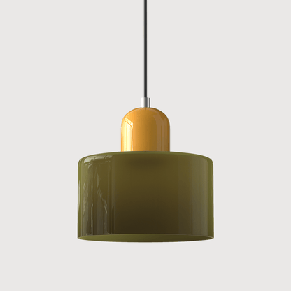 Cylindrical Glass Shade Pendant Light Fixture, 12-inch Height35