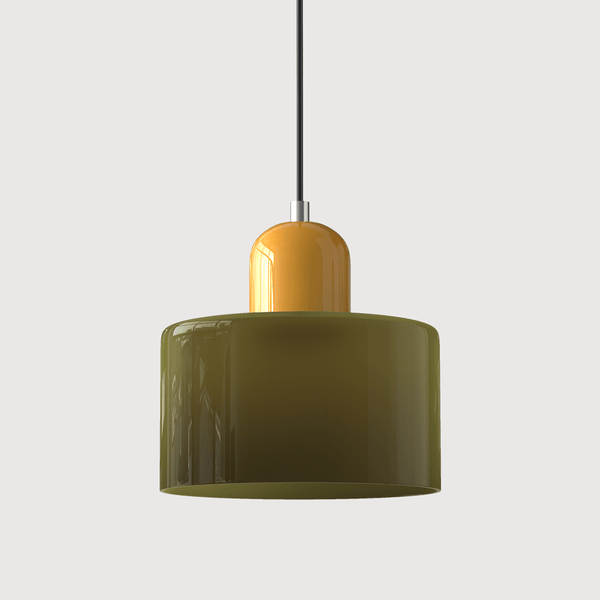Cylindrical Glass Shade Pendant Light Fixture, 12-inch Height35