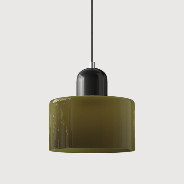 Cylindrical Glass Shade Pendant Light Fixture, 12-inch Height37