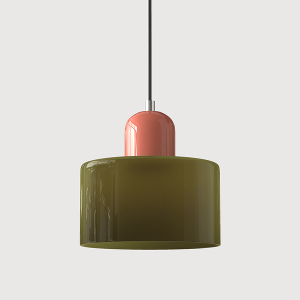 Cylindrical Glass Shade Pendant Light Fixture, 12-inch Height38