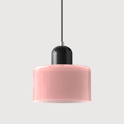 Cylindrical Glass Shade Pendant Light Fixture, 12-inch Height7