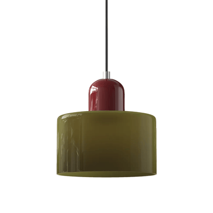 Cylindrical Glass Shade Pendant Light Fixture, 12-inch Height1