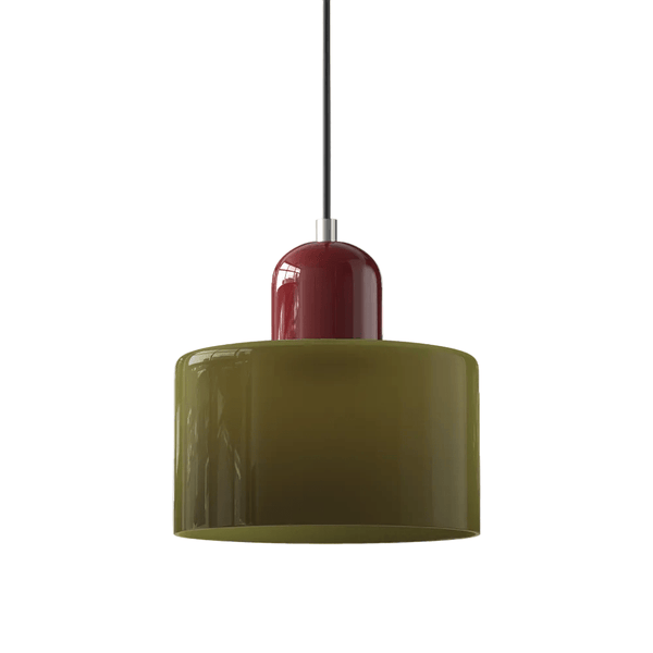Cylindrical Glass Shade Pendant Light Fixture, 12-inch Height1